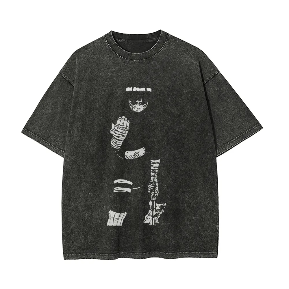 Acid Wash Vintage Graphic T Shirt - T-Shirt Naruto Rock Lee Eight Gates