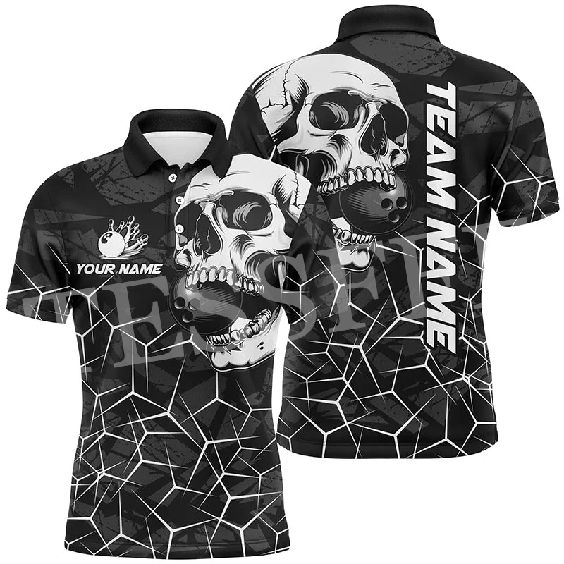 Short Sleeve Bowling Shirt Retro - Nome personalizzato Strike Bowling Flame Tattoo