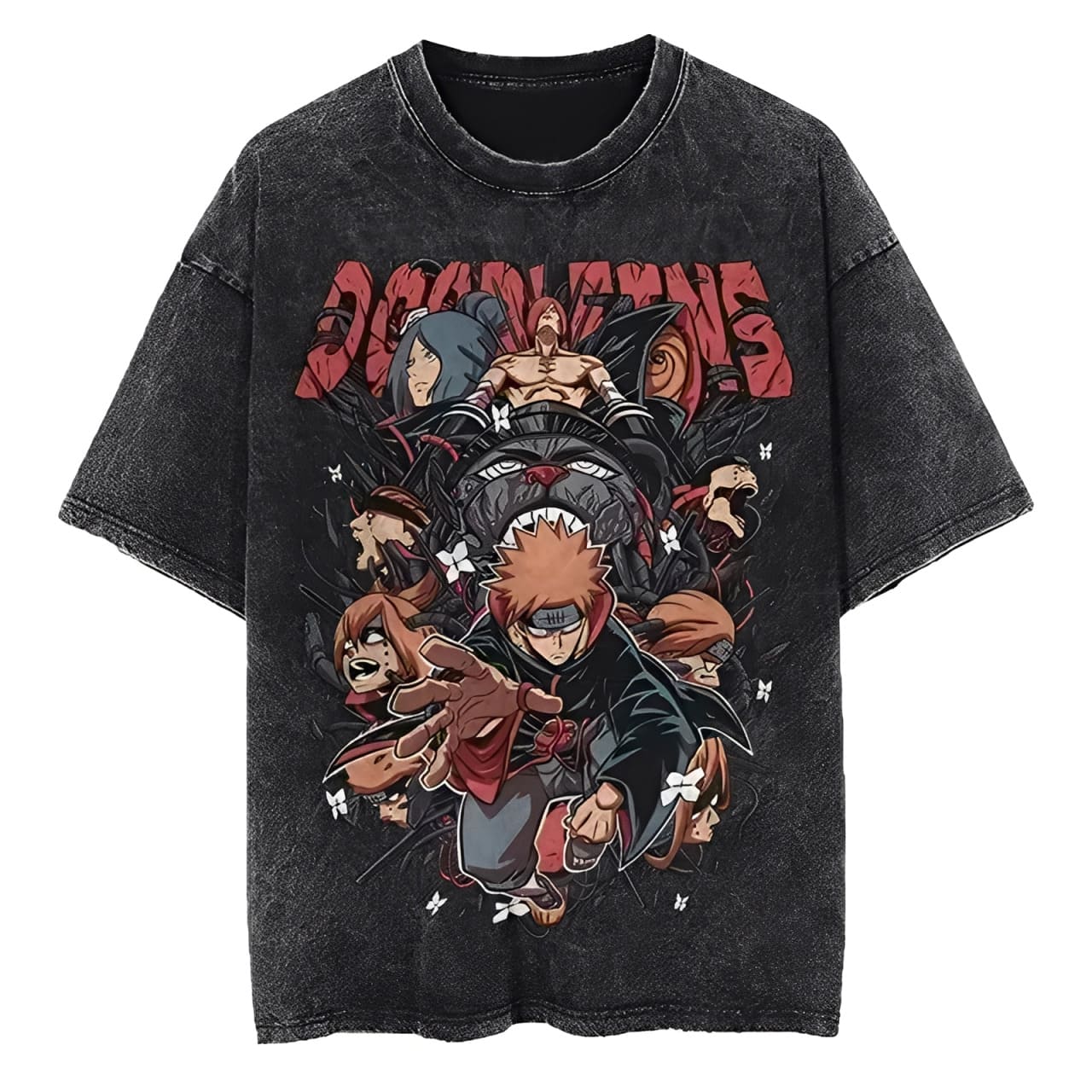 Acid Wash Vintage Graphic T Shirt - Maglietta Six Paths of Pain Naruto