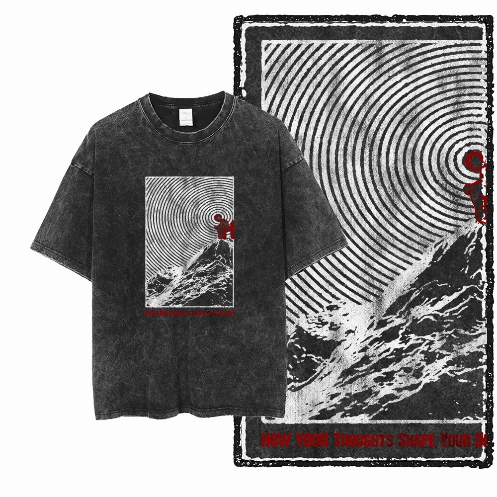 Acid Wash Vintage Graphic T Shirt - T-Shirt Unisex ZF STREETWEAR in Cotone