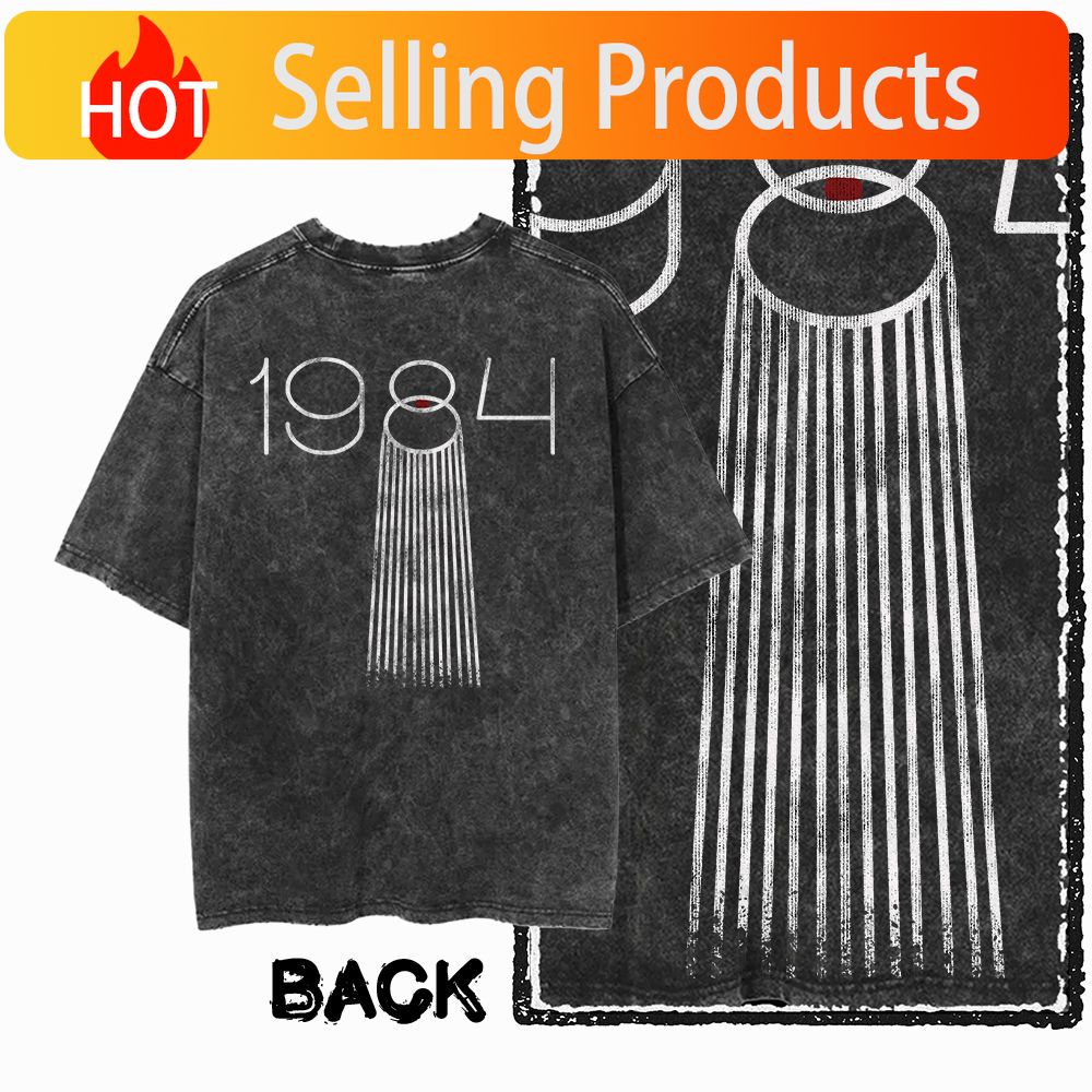 Acid Wash Vintage Graphic T Shirt - T-shirt da uomo con stampa sul