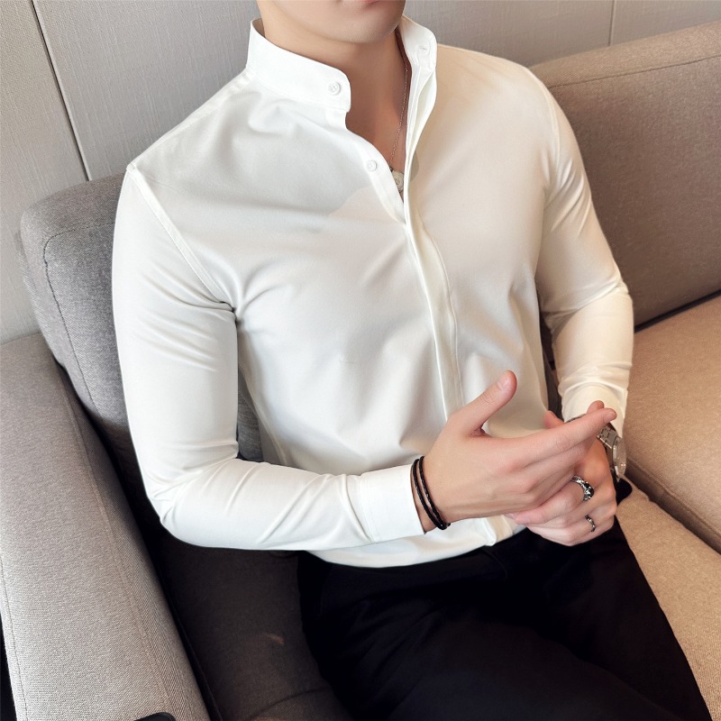 Mandarin Collar Formal Shirt Slim Fit - Camicie eleganti da uomo Camicia formale