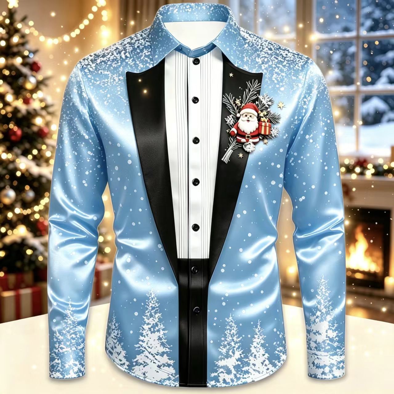 Men Christmas Satin Long Sleev - Mens Satin Silk Dress Shirt recensione e prezzo