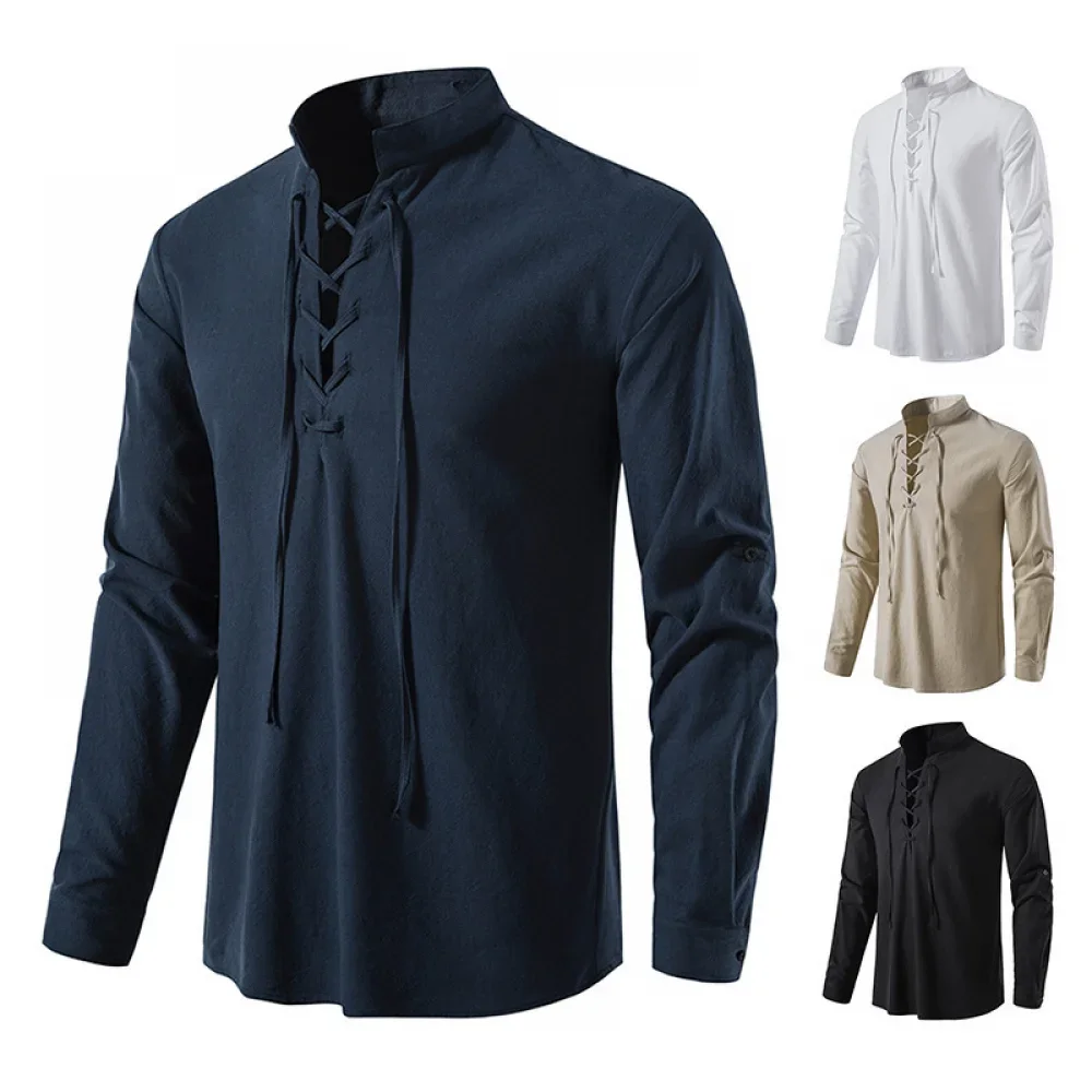 Camicia da pirata da uomo medi - Medieval Gothic Lace Up Pirate Shirt recensione e prezzo