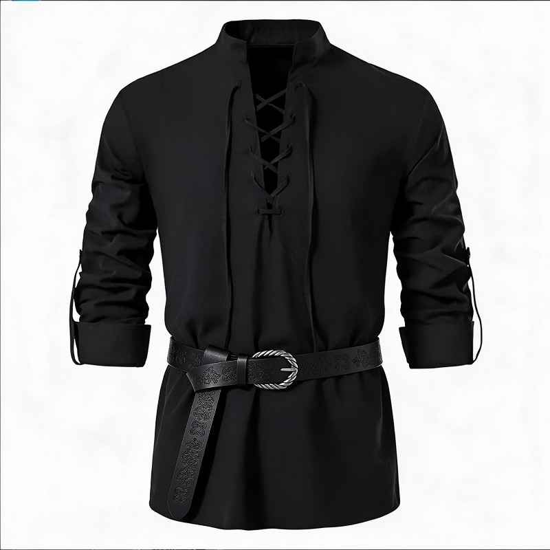 Camicia da uomo con lacci, man - Medieval Gothic Lace Up Pirate Shirt recensione e prezzo