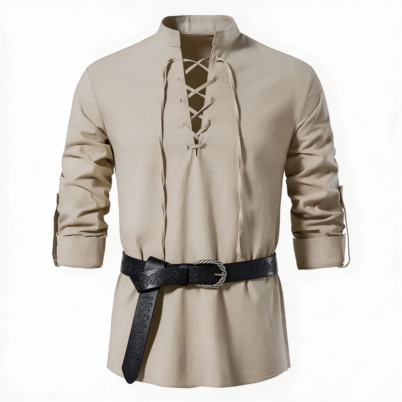 Camicia da uomo con lacci, man - Medieval Gothic Lace Up Pirate Shirt recensione e prezzo