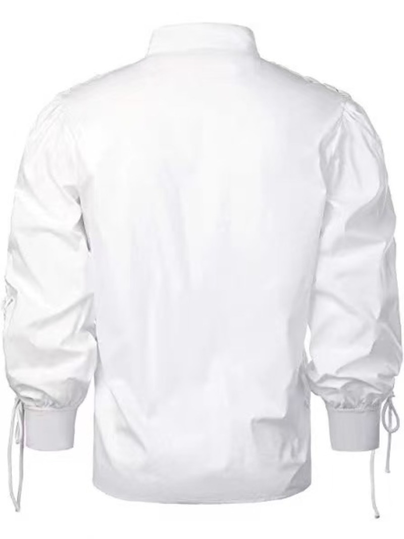 Camicia da uomo vintage con co - Medieval Gothic Lace Up Pirate Shirt recensione e prezzo