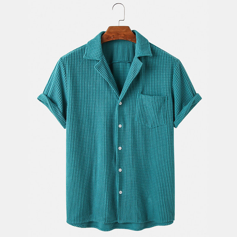 Abbigliamento estivo Camicie a - Corduroy Button Up Shirt Men recensione e prezzo