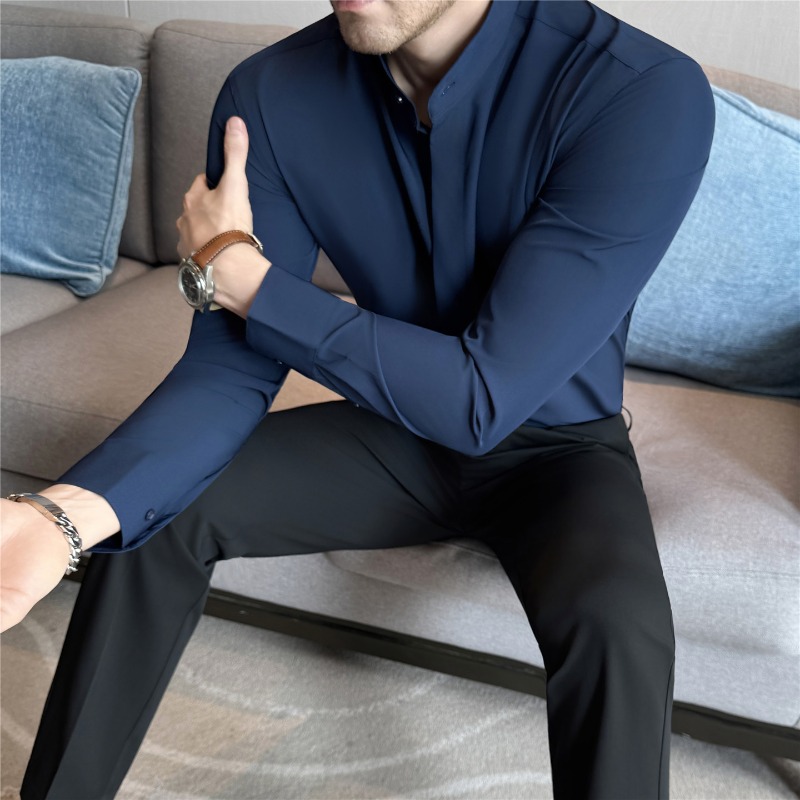 Camicie eleganti da uomo Camic - Mandarin Collar Formal Shirt Slim Fit recensione e prezzo