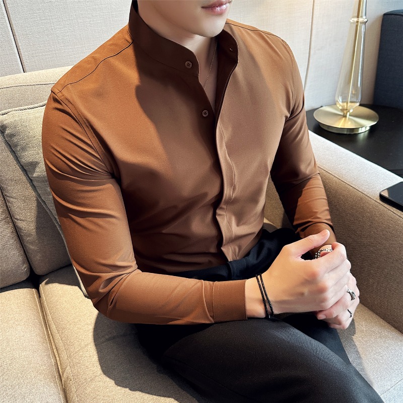 Camicie eleganti da uomo Camic - Mandarin Collar Formal Shirt Slim Fit recensione e prezzo